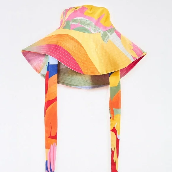 NEW FARM Rio Tropical Sunset Hat Sun Bucket Ties Wide Brim  display picture 3
